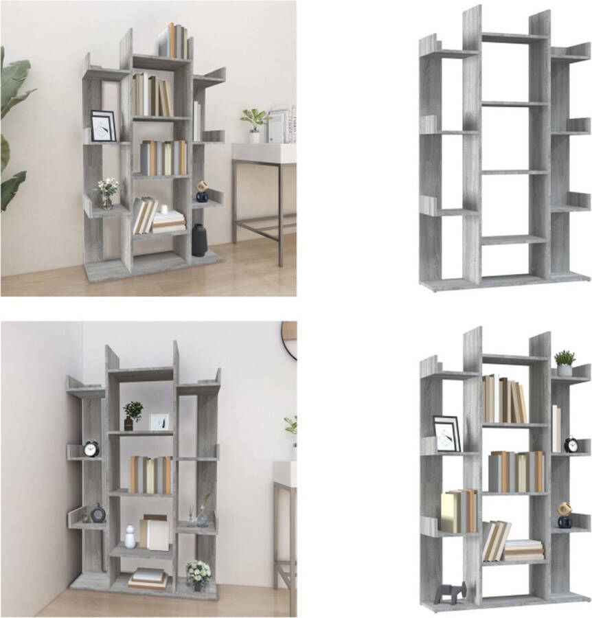 VidaXL Boekenkast 86x25-5x140 cm bewerkt hout grijs sonoma eiken Boekenkast Boekenkasten Boekenschap Boekenstandaard - Foto 2