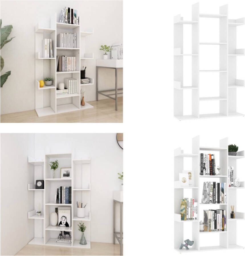 VidaXL Boekenkast 86x25 5x140 cm bewerkt hout wit Boekenkast Boekenkasten Kast Kasten