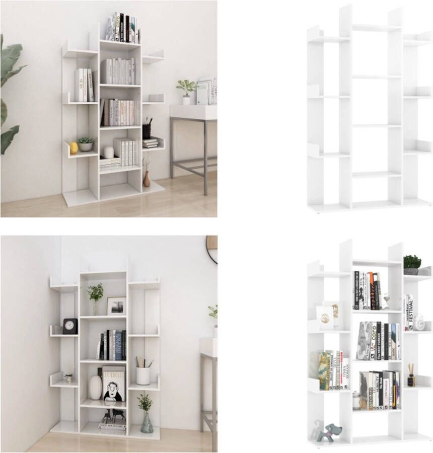 VidaXL Boekenkast 86x25 5x140 cm bewerkt hout hoogglans wit Boekenkast Boekenkasten Kast Kasten
