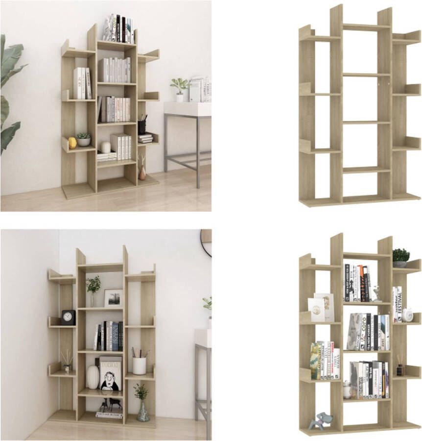 VidaXL Boekenkast 86x25 5x140 cm bewerkt hout sonoma eikenkleurig Boekenkast Boekenkasten Kast Kasten