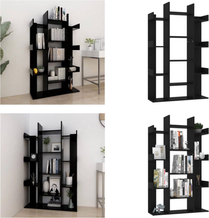 VidaXL Boekenkast 86x25 5x140 cm bewerkt hout zwart Boekenkast Boekenkasten Kast Kasten