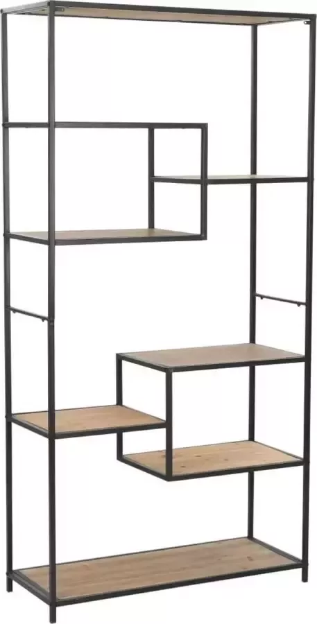 VidaXL Boekenkast 90 5x35x180 cm massief dennenhout en staal