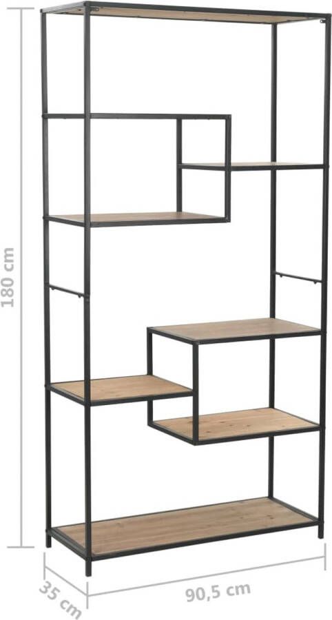 VidaXL -Boekenkast-90 5x35x180-cm-massief-vurenhout-en-staal - Foto 3
