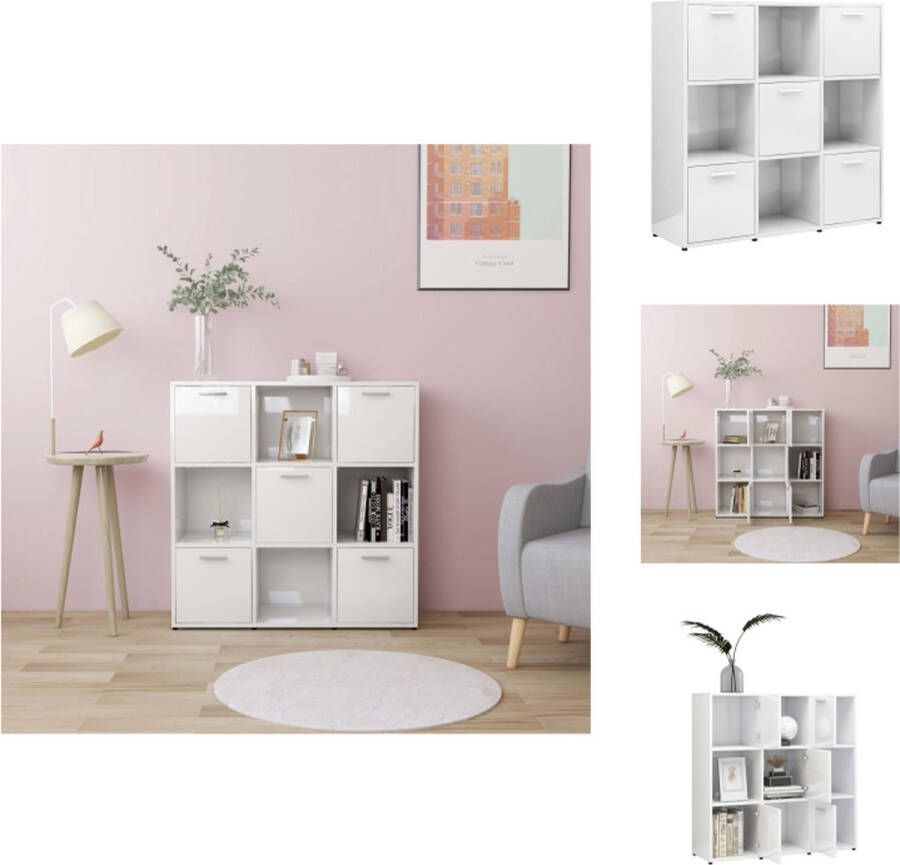 VidaXL Boekenkast 90 x 30 x 90 cm Hoogglans wit Kast