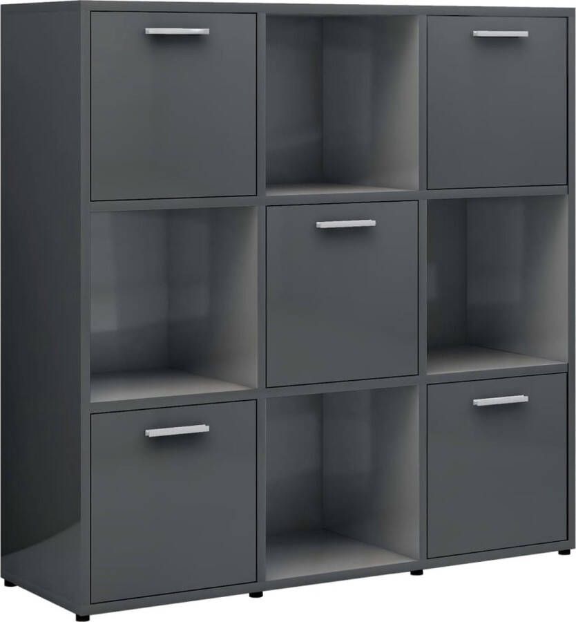 VidaXL -Boekenkast-90x30x90-cm-bewerkt-hout-hoogglans-grijs - Foto 2