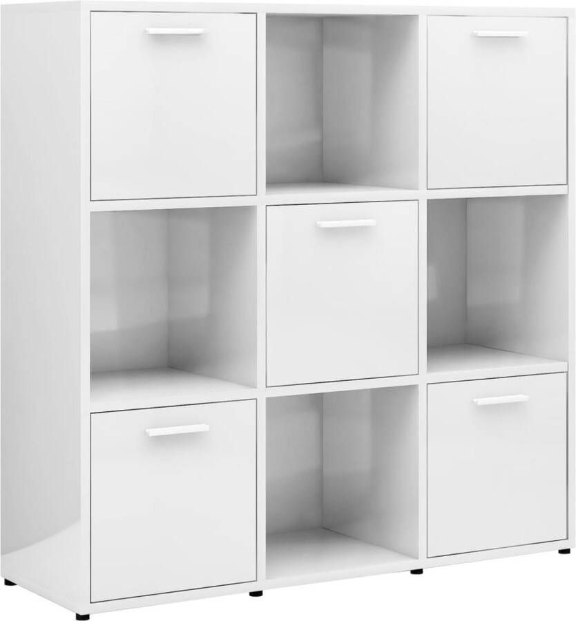 VidaXL -Boekenkast-90x30x90-cm-bewerkt-hout-hoogglans-wit - Foto 2