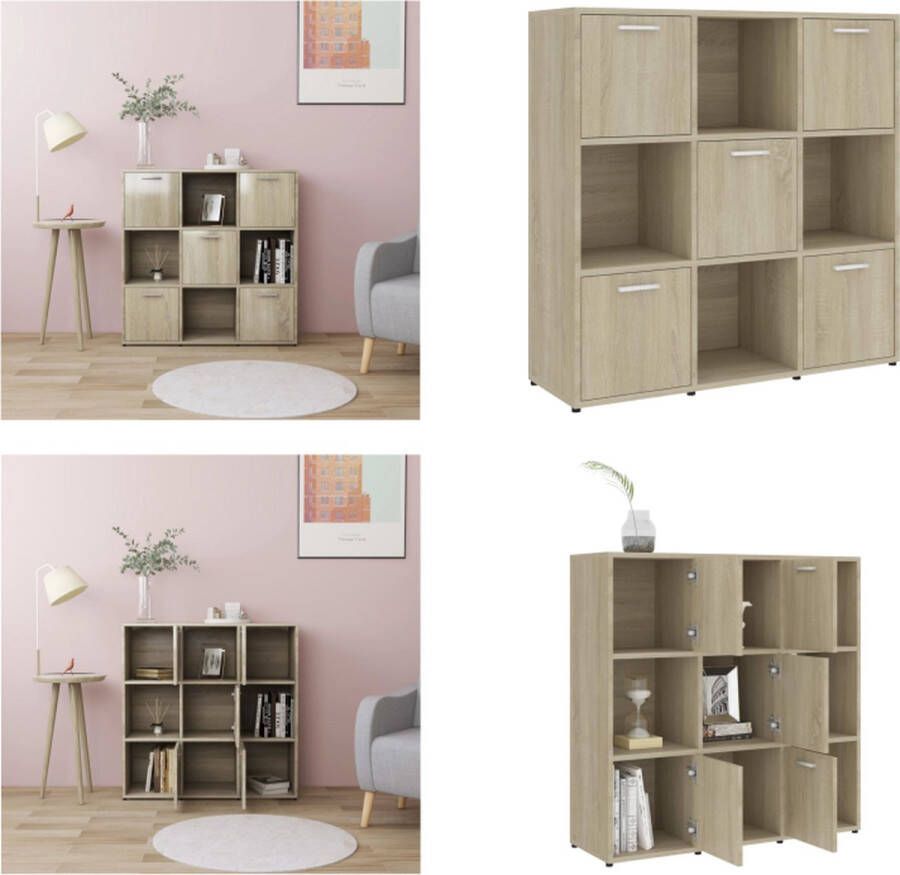 VidaXL Boekenkast 90x30x90 cm bewerkt hout sonoma eikenkleurig Boekenkast Boekenkasten Kast Kasten