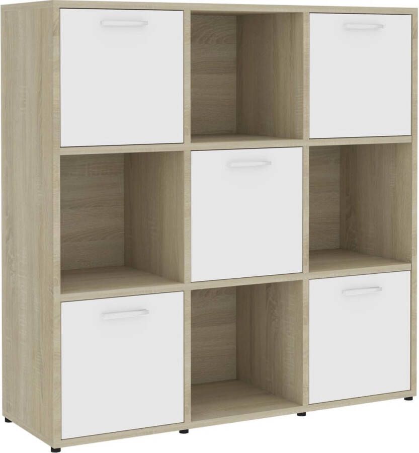 VidaXL -Boekenkast-90x30x90-cm-bewerkt-hout-wit-en-sonoma-eikenkleurig - Foto 2