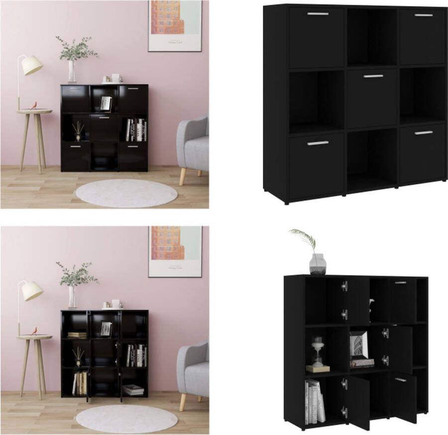 VidaXL Boekenkast 90x30x90 cm spaanplaat zwart Boekenkast Boekenkasten Kast Kasten