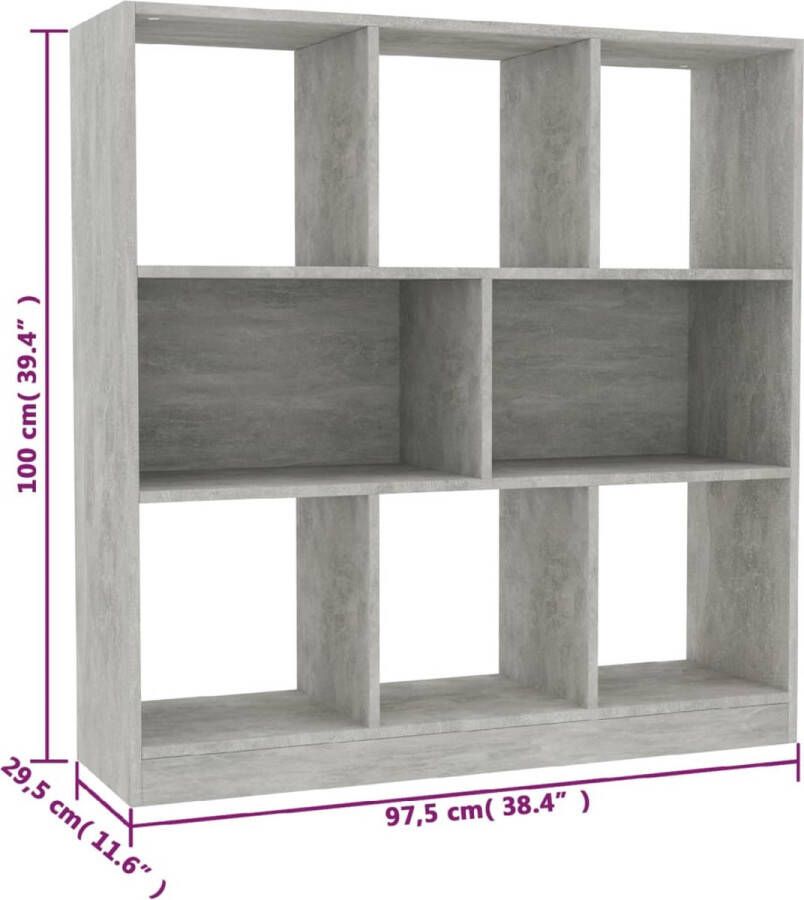 VidaXL -Boekenkast-97 5x29 5x100-cm-bewerkt-hout-betongrijs - Foto 3