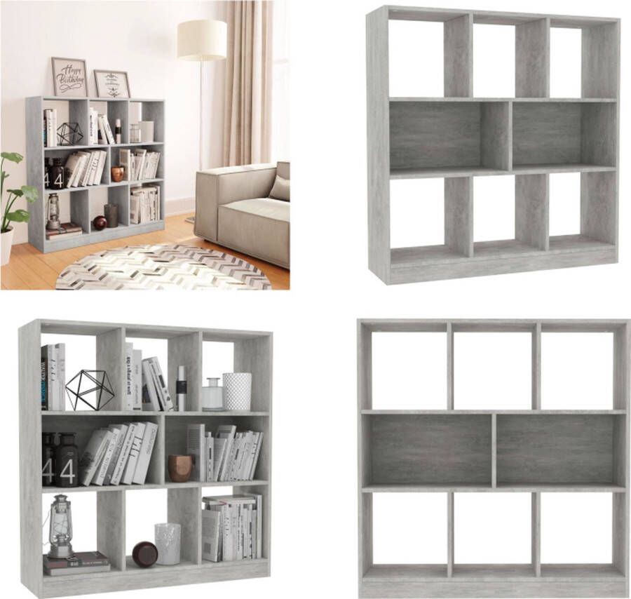 VidaXL Boekenkast 97 5x29 5x100 cm bewerkt hout betongrijs Boekenkast Boekenkasten Boekenschap Boekenschappen