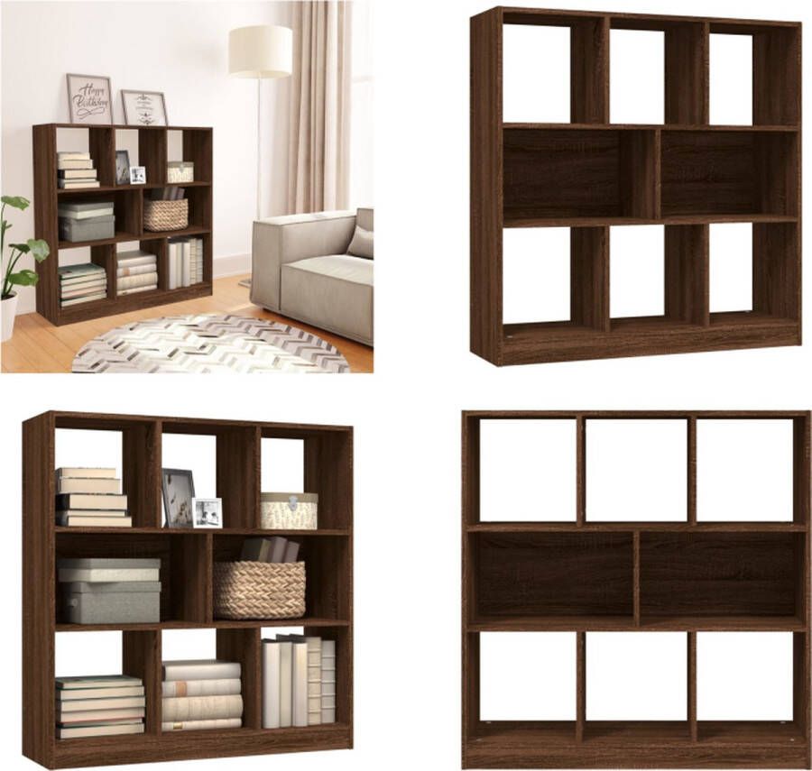 VidaXL Boekenkast 97-5x29-5x100 cm bewerkt hout bruineikenkleurig Boekenkast Boekenkasten Boekenschap Boekenstandaard