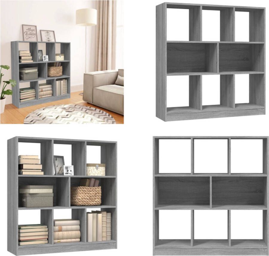 VidaXL Boekenkast 97-5x29-5x100 cm bewerkt hout grijs sonoma eiken Boekenkast Boekenkasten Boekenschap Boekenstandaard