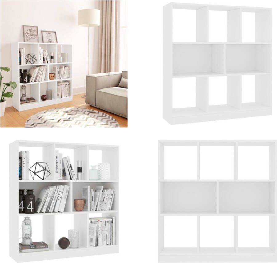 VidaXL Boekenkast 97 5x29 5x100 cm bewerkt hout wit Boekenkast Boekenkasten Boekenschap Boekenschappen