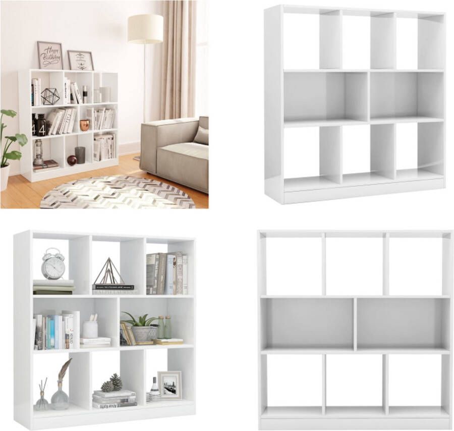 VidaXL Boekenkast 97-5x29-5x100 cm spaanplaat hoogglans wit Boekenkast Boekenkasten Boekenschap Boekenschappen