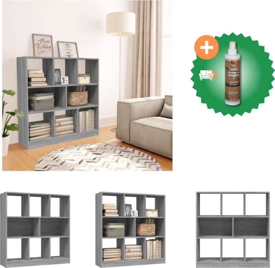 VidaXL Boekenkast 97-5x29-5x100 cm bewerkt hout grijs sonoma eiken Kast Inclusief Houtreiniger en verfrisser