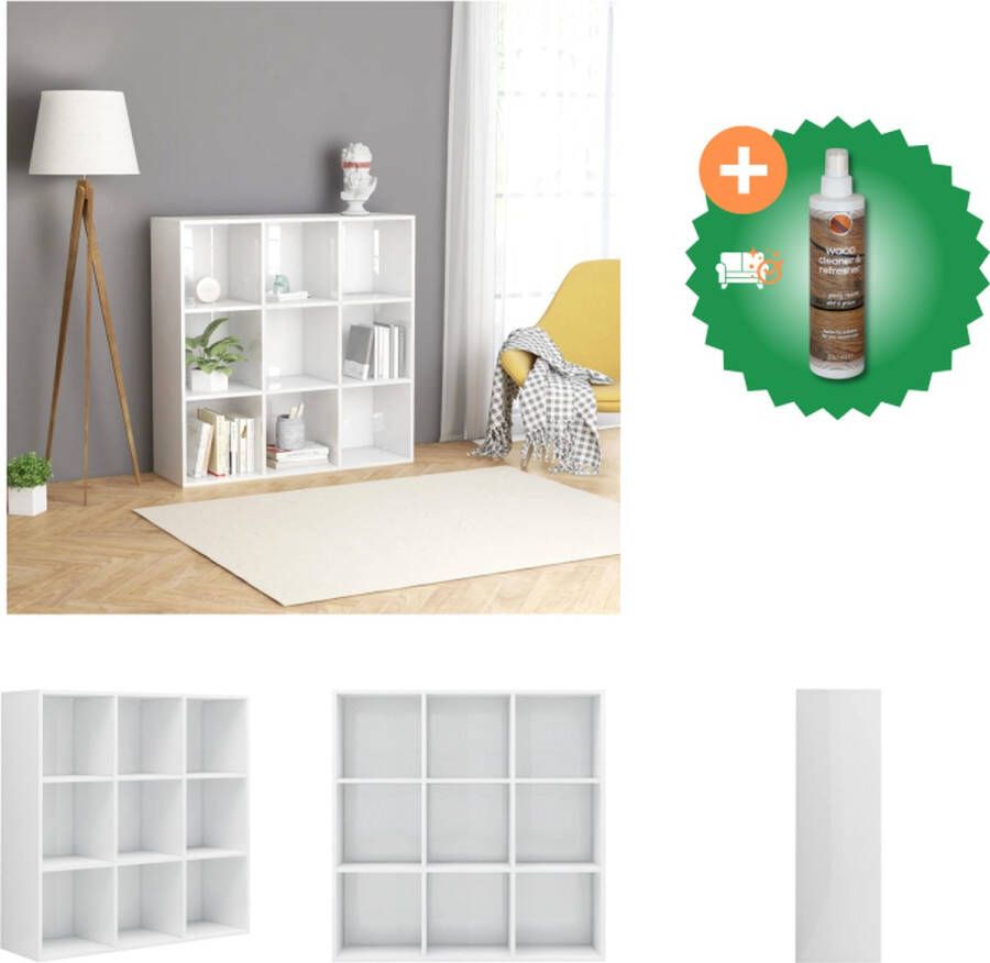 VidaXL Boekenkast 98 x 30 x 98 cm Hoogglans wit spaanplaat Kast Inclusief Houtreiniger en verfrisser