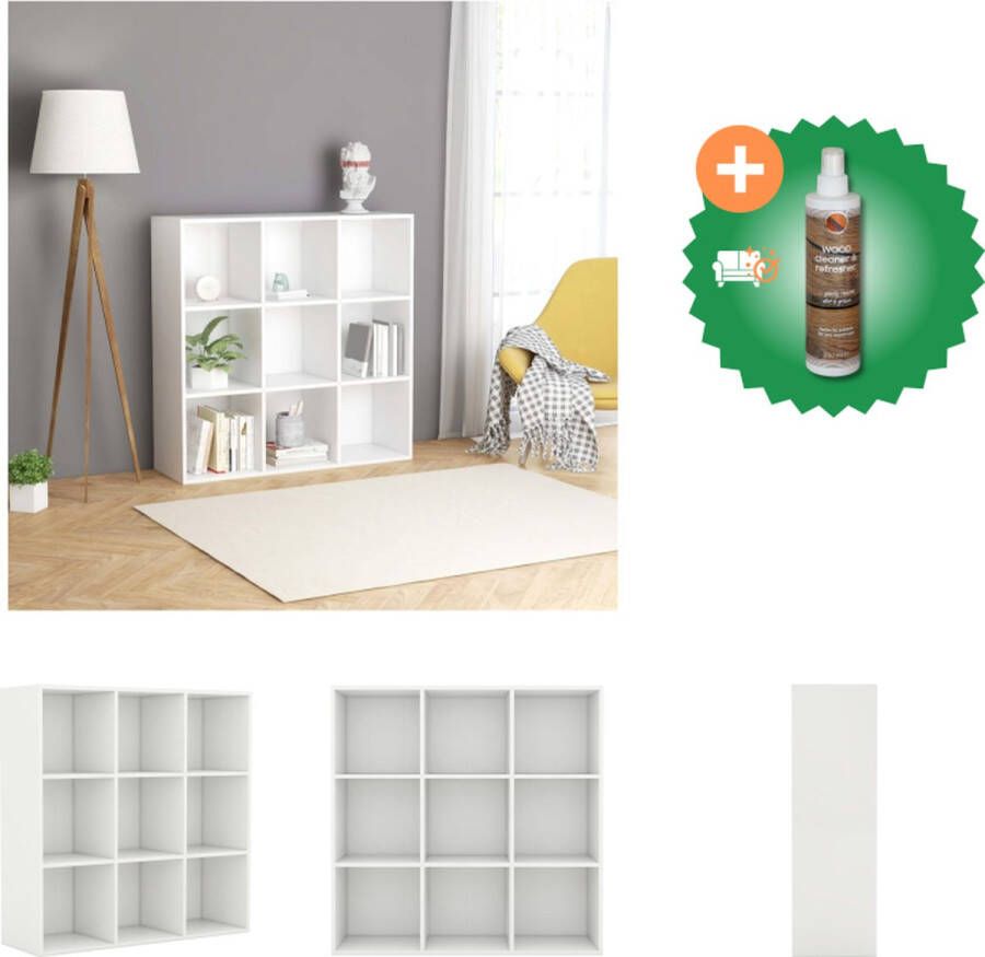 VidaXL boekenkast wit spaanplaat 98 x 30 x 98 cm met 7 open kubussen en 2 deuren Kast Inclusief Houtreiniger en verfrisser