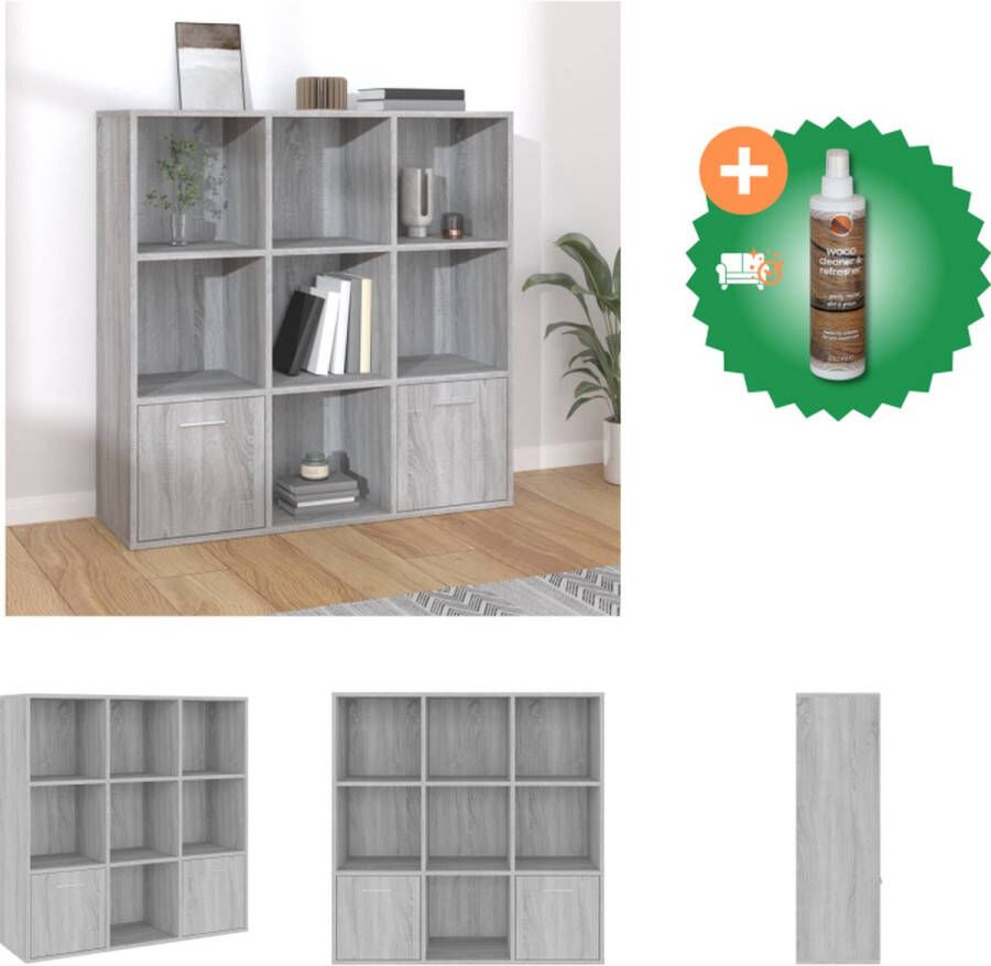 VidaXL Boekenkast 98x30x98 cm grijs sonoma eikenkleurig Kast Inclusief Houtreiniger en verfrisser