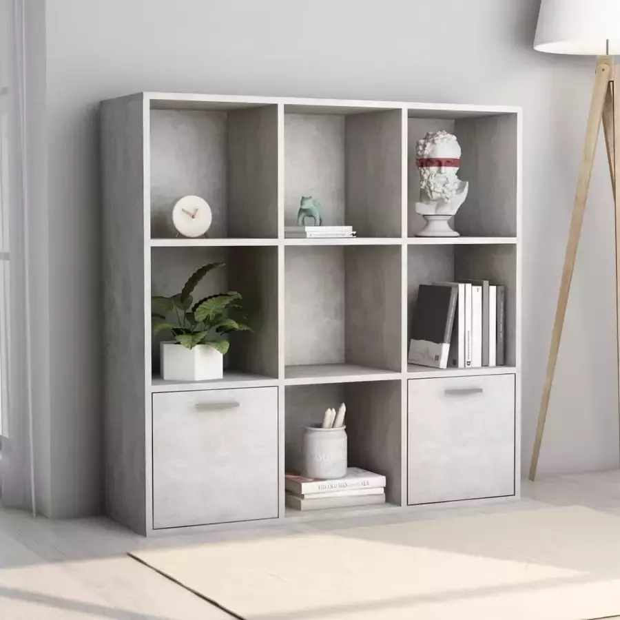 VidaXL Boekenkast 98x30x98 cm spaanplaat betongrijs