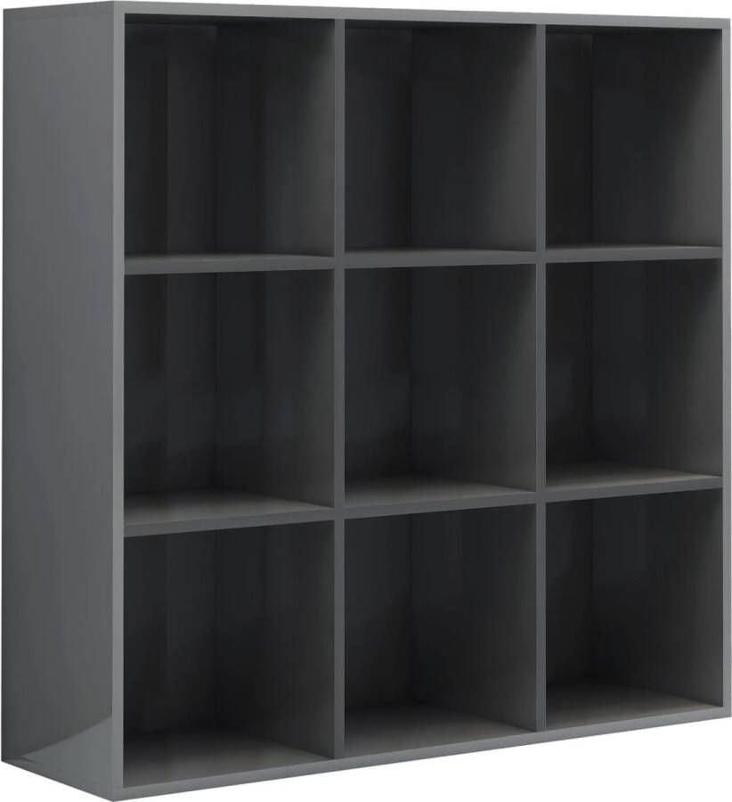 VidaXL Prolenta Premium Boekenkast 98x30x98 cm spaanplaat hoogglans grijs - Foto 4