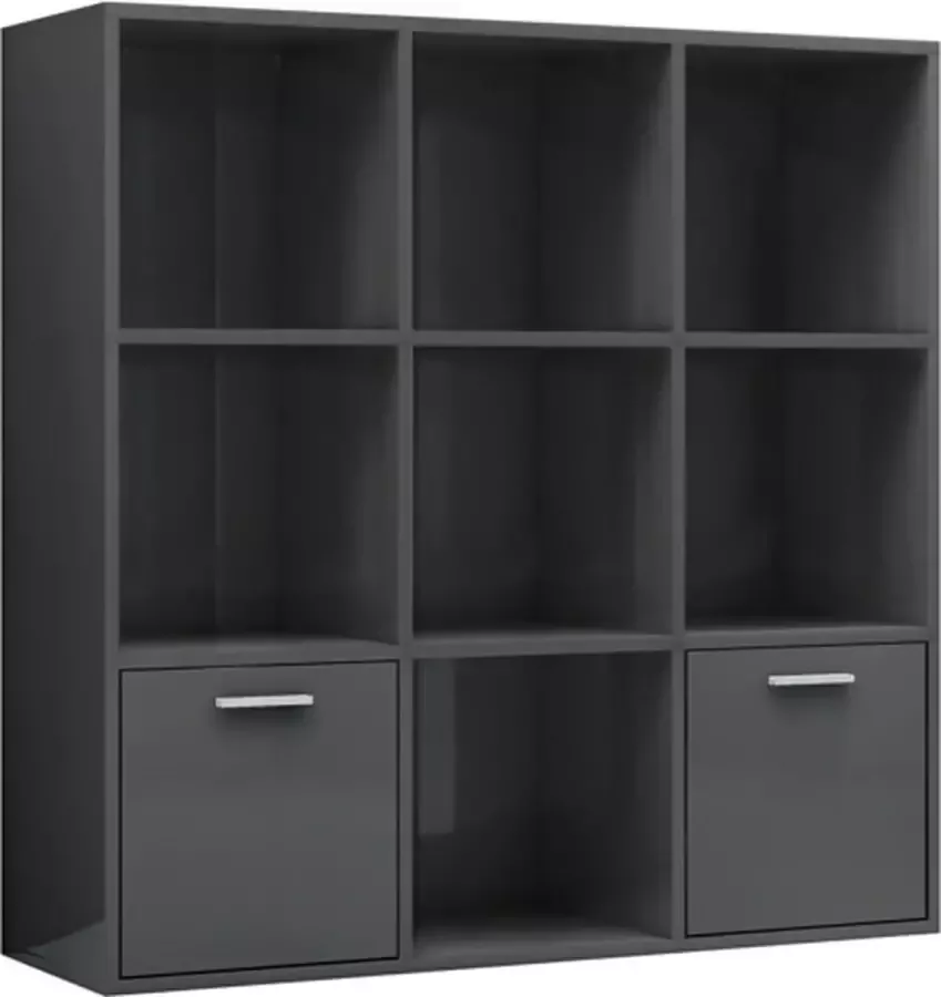 VidaXL Boekenkast 98x30x98 cm spaanplaat hoogglans grijs - Foto 2