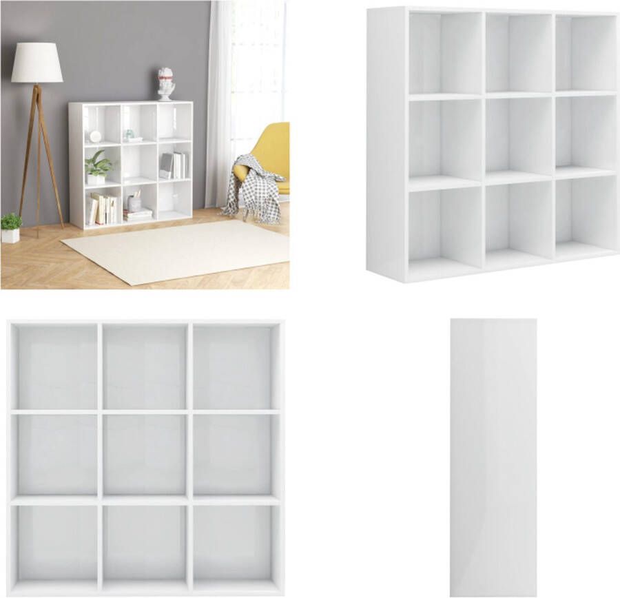 vidaXL Boekenkast 98x30x98 cm spaanplaat hoogglans wit Boekenkast Boekenkasten Kast Kasten