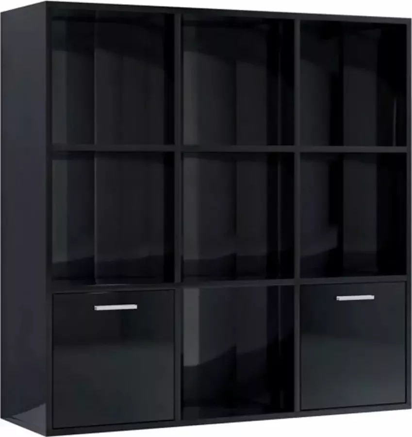 VidaXL Boekenkast 98x30x98 cm spaanplaat hoogglans zwart - Foto 2