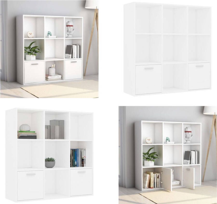 VidaXL Boekenkast 98x30x98 cm bewerkt hout wit Boekenkast Boekenkasten Boekenschap Boekenschappen