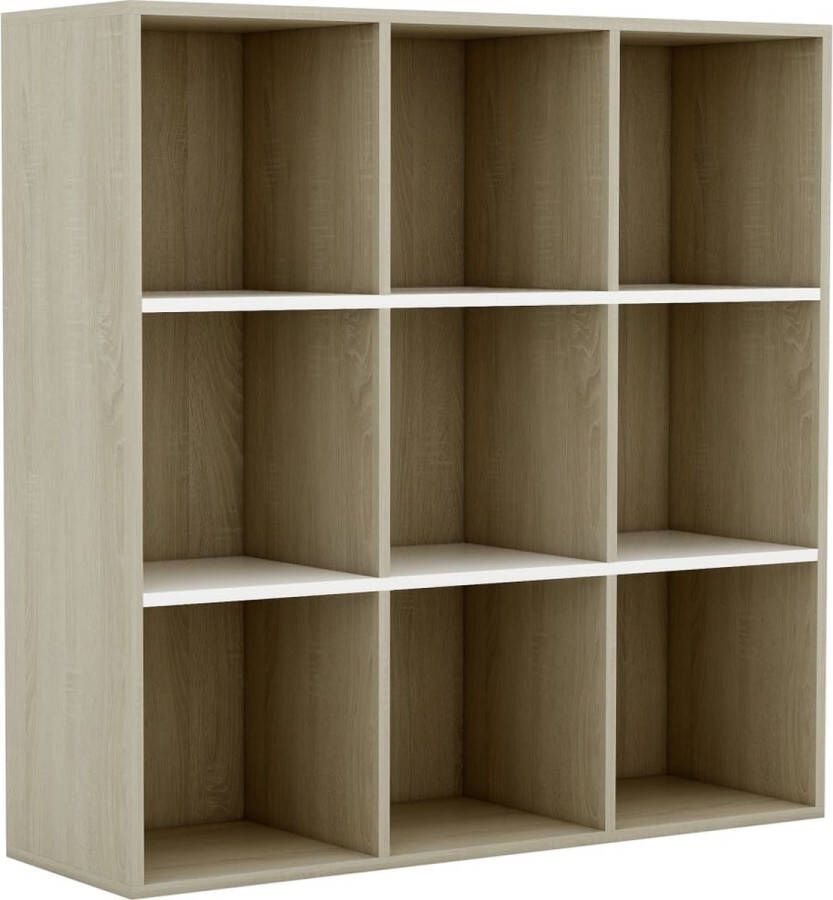 VidaXL -Boekenkast-98x29x97 5cm-bewerkt-hout-wit-en-sonoma-eikenkleurig - Foto 2