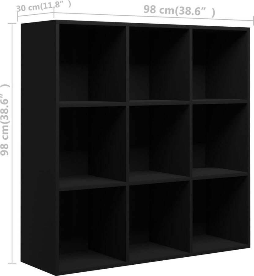 VidaXL -Boekenkast-98x29x97 5-cm-bewerkt-hout-zwart