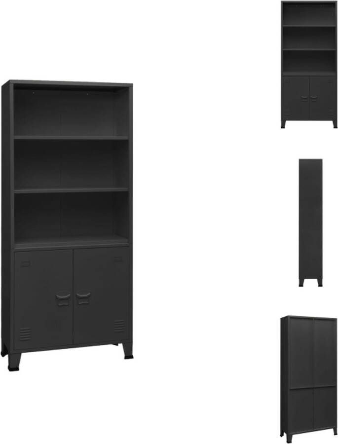 VidaXL Boekenkast Antraciet 80 x 32 x 180 cm Industriële stijl Kast