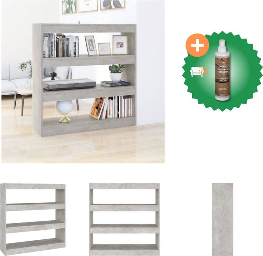 VidaXL Boekenkast betongrijs 100 x 30 x 103 cm veelzijdig en stabiel Kast Inclusief Houtreiniger en verfrisser