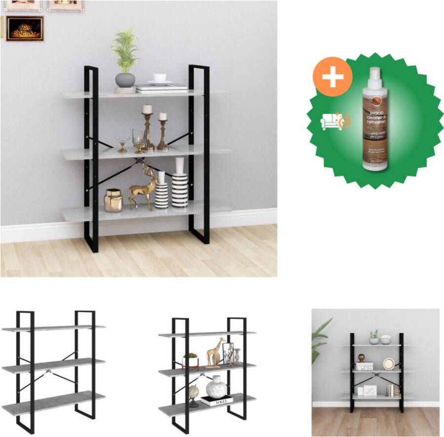 VidaXL Boekenkast Betongrijs 100 x 30 x 105 cm Montage vereist Kast Inclusief Houtreiniger en verfrisser