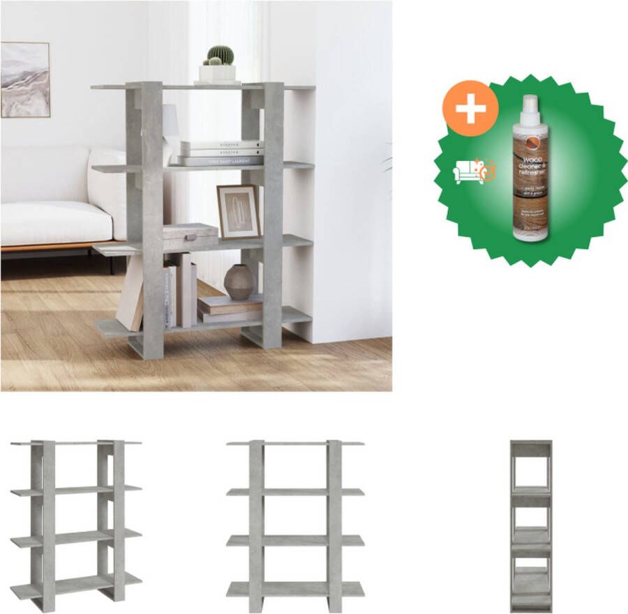 VidaXL Boekenkast Betongrijs 100 x 30 x 123.5 cm Veelzijdig Kast Inclusief Houtreiniger en verfrisser