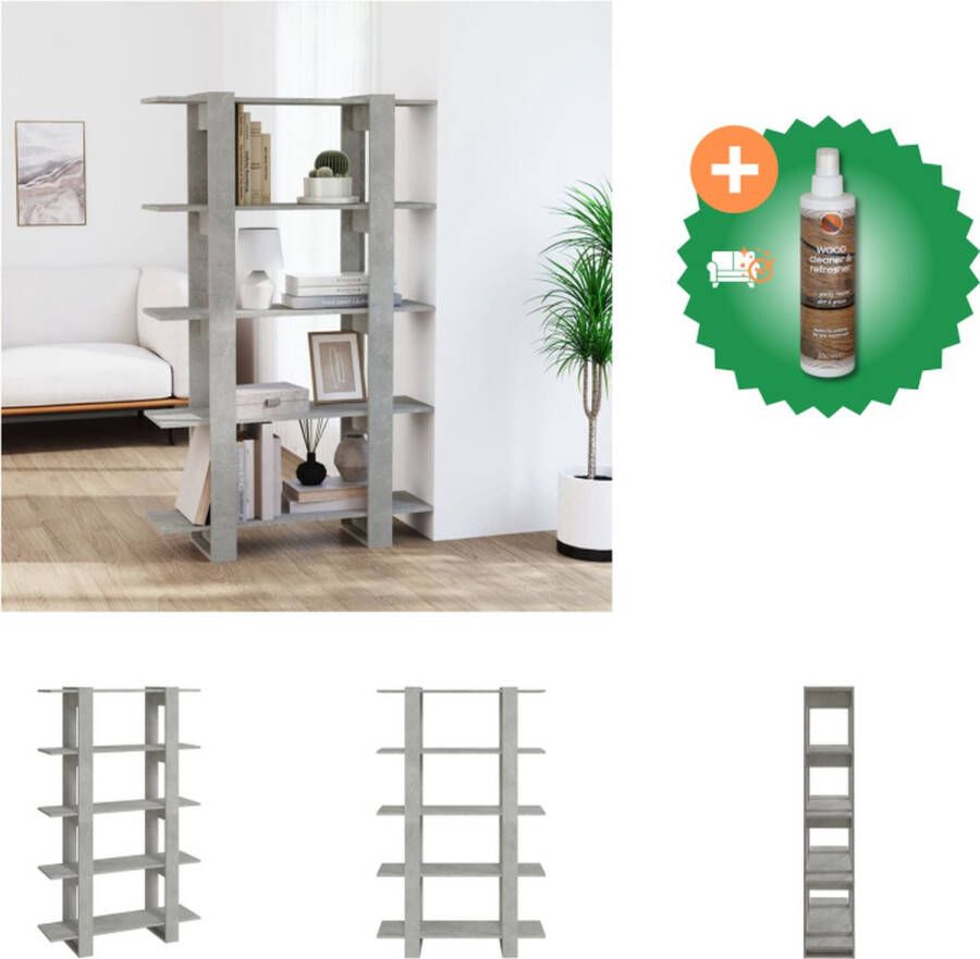 VidaXL Boekenkast Betongrijs 100 x 30 x 160 cm Montage vereist Kast Inclusief Houtreiniger en verfrisser