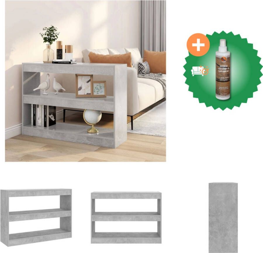 VidaXL Boekenkast Betongrijs 100 x 30 x 72 cm veelzijdig en stevig Kast Inclusief Houtreiniger en verfrisser