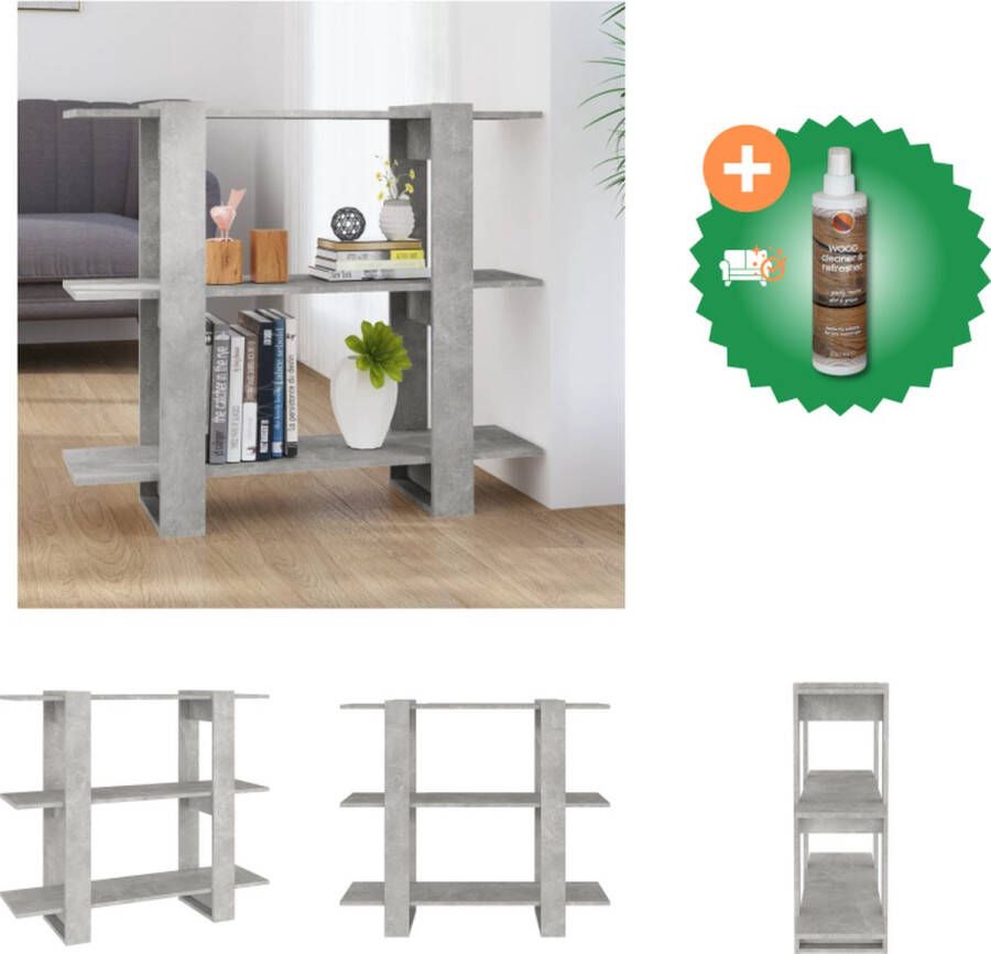 VidaXL Boekenkast Betongrijs 100 x 30 x 87cm Bewerkt hout Kast Inclusief Houtreiniger en verfrisser