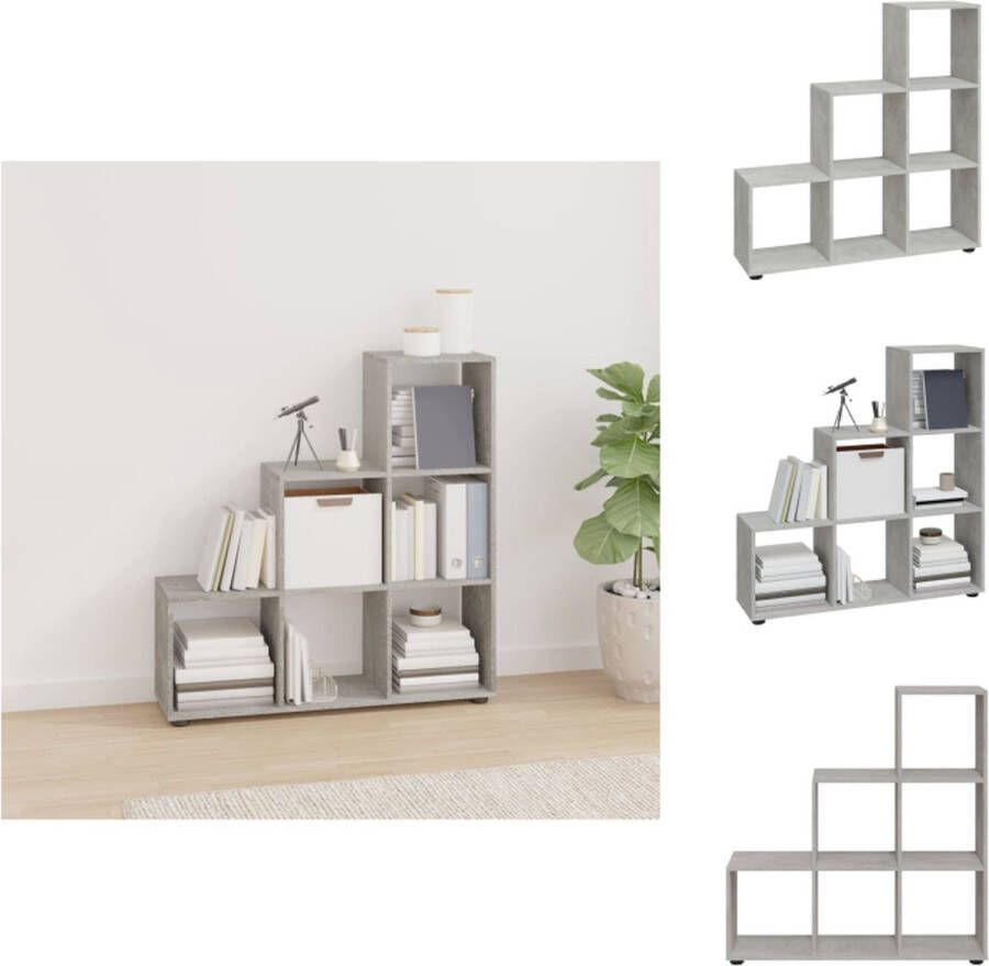 VidaXL Trapvormige Boekenkast Trapvormige Boekenkasten Boekenplank Boekenkast trapvormig 107 cm bewerkt hout betongrijs
