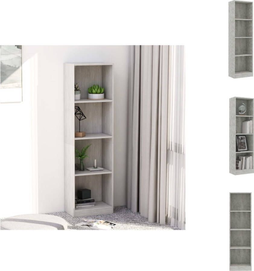 VidaXL Boekenkast Boekenkasten Boekenschap Boekenschappen Boekenkast met 4 schappen 40x24x142 cm bewerkt hout betongrijs - Foto 2