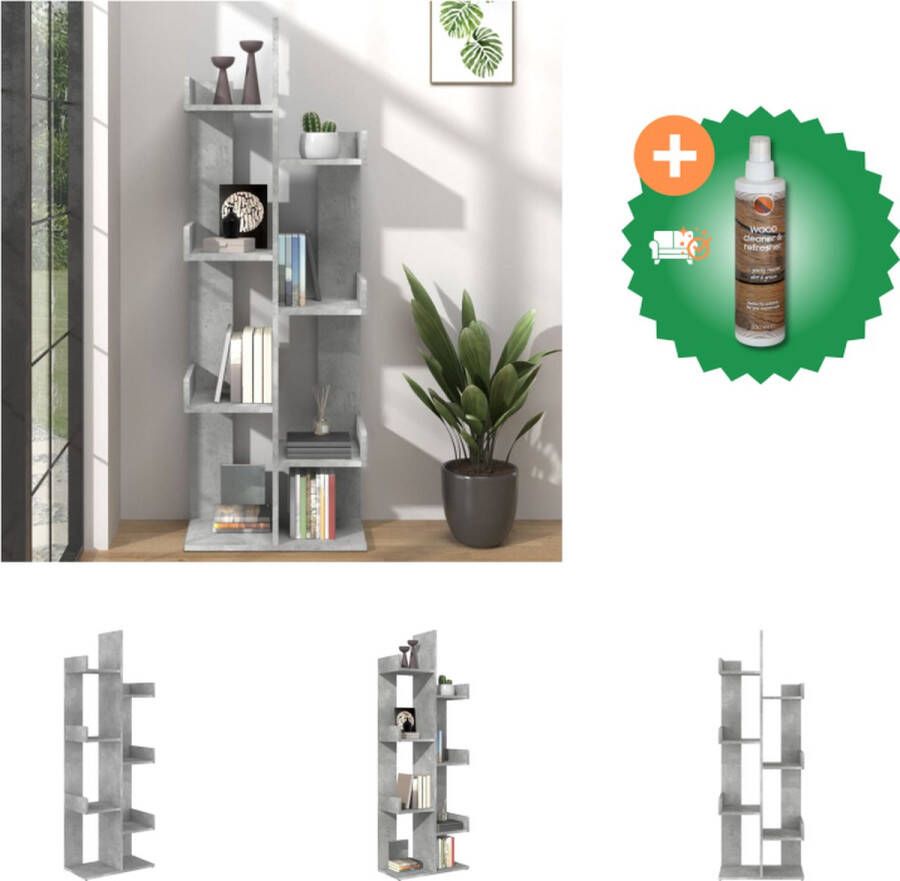 VidaXL Boekenkast Betongrijs 48 x 25.5 x 140 cm Stabiel en compact Kast Inclusief Houtreiniger en verfrisser