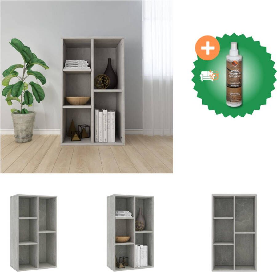 VidaXL Boekenkast dressoir 50x25x80 cm spaanplaat betongrijs Kast Inclusief Houtreiniger en verfrisser