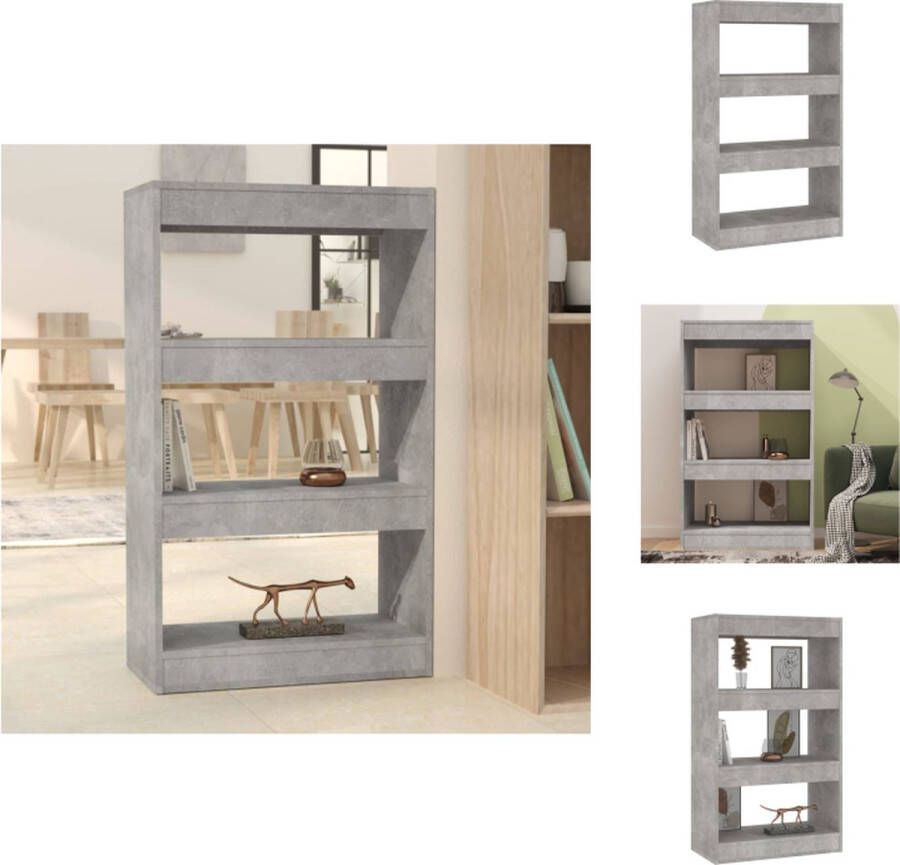 The Living Store Boekenkast kamerscherm 60x30x103 cm bewerkt hout betongrijs Boekenkast Boekenplank Opbergkast Interieurbouw Grijze Boekenkast - Foto 2