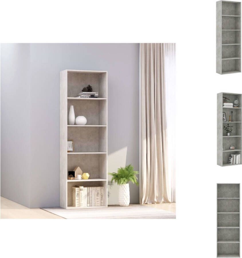 VidaXL Boekenkast Boekenkasten Kast Kasten Boekenkast met 5 schappen 60x30x189 cm bewerkt hout betongrijs