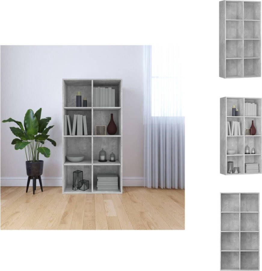 VidaXL Boekenkast Boekenkasten Boekenschap Boekenschappen Boekenkast dressoir 66x30x130 cm bewerkt hout betongrijs - Foto 2