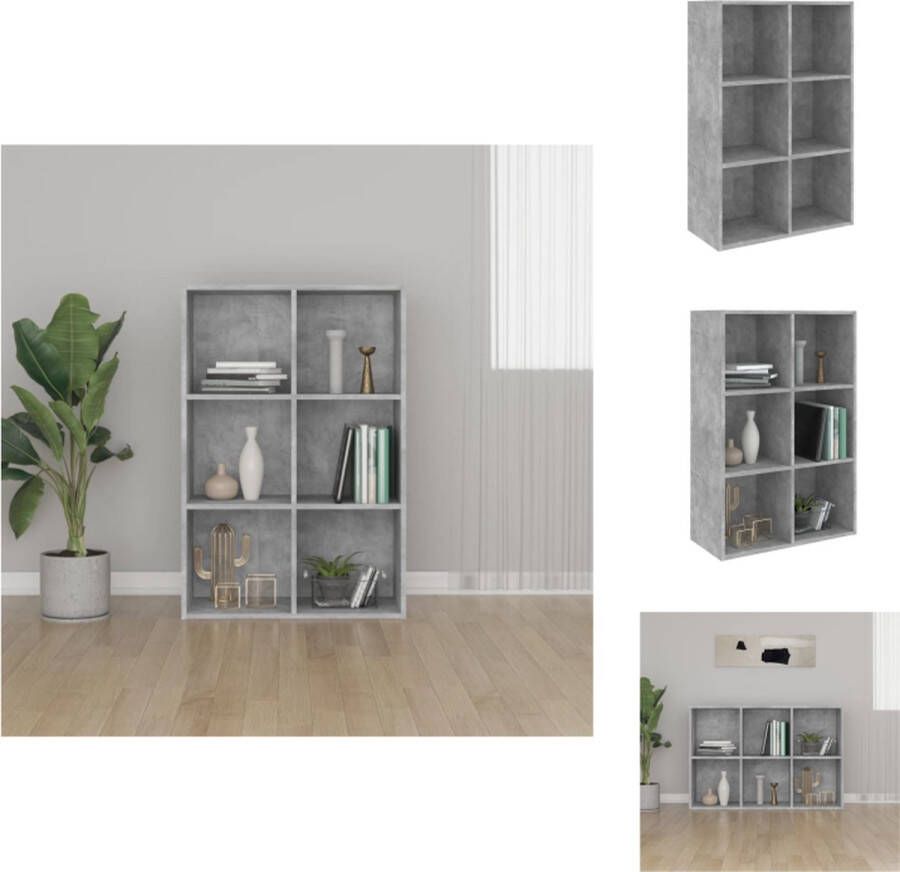 VidaXL Boekenkast Boekenkasten Boekenschap Boekenschappen Boekenkast dressoir 66x30x97-8 cm bewerkt hout betongrijs - Foto 2