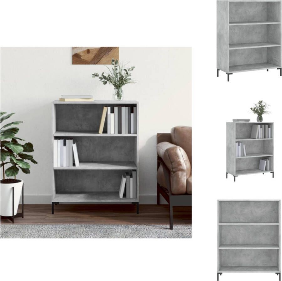 VidaXL Boekenkast Betongrijs 69.5 x 32.5 x 90 cm Stabiel Stevig Materiaal Kast