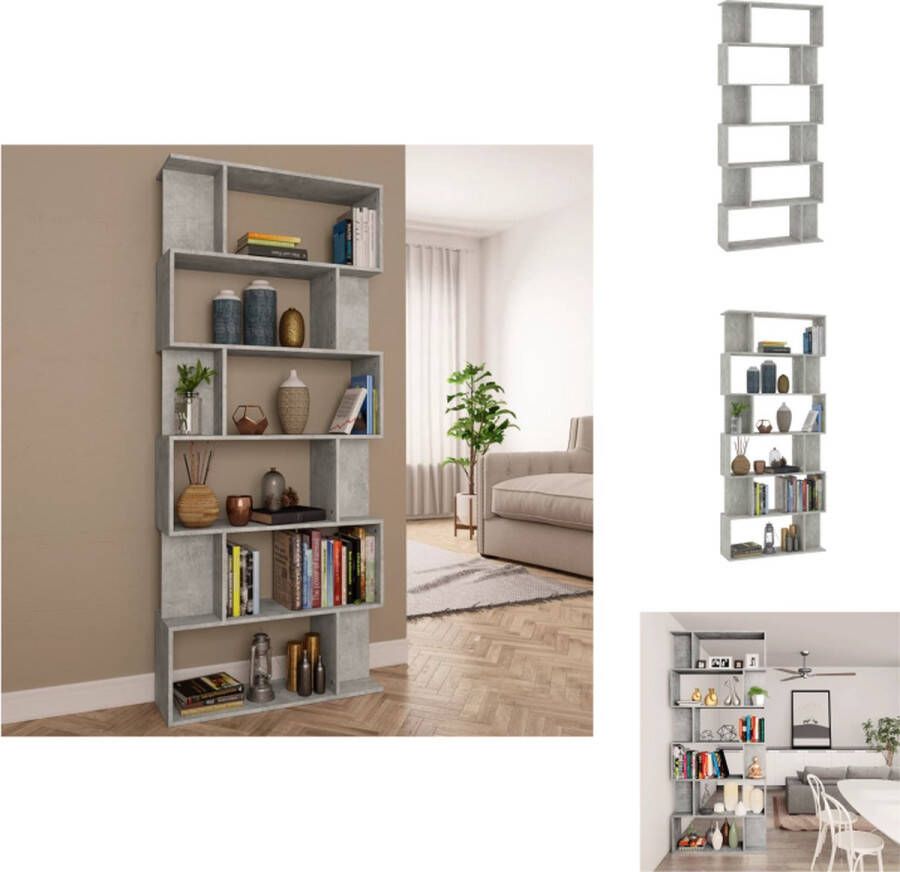 VidaXL Boekenkast Boekenkasten Boekenschap Boekenschappen Boekenkast kamerscherm 80x24x192 cm bewerkt hout betongrijs - Foto 1