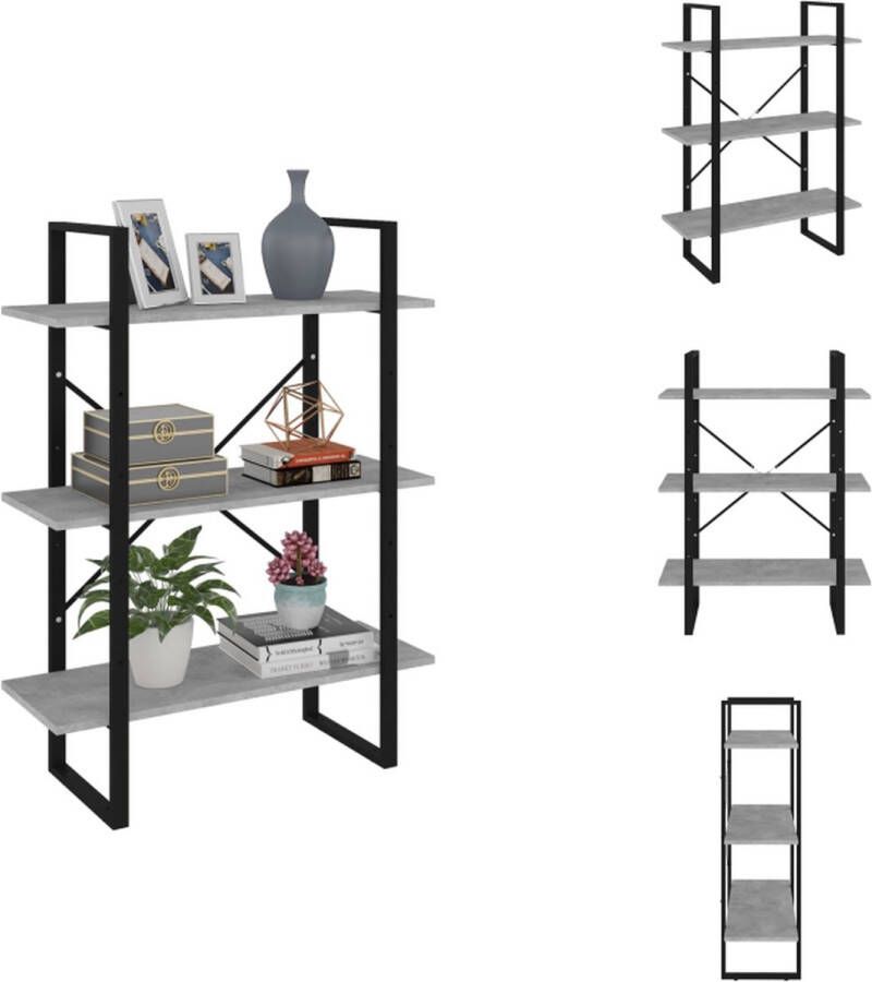 VidaXL Boekenkast Betongrijs 80 x 30 x 105 cm Montage vereist Kast