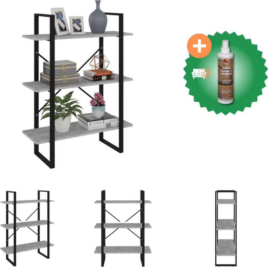 VidaXL Boekenkast Betongrijs 80 x 30 x 105 cm Montage vereist Kast Inclusief Houtreiniger en verfrisser
